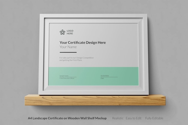 PSD modern certificate realistic mockup design