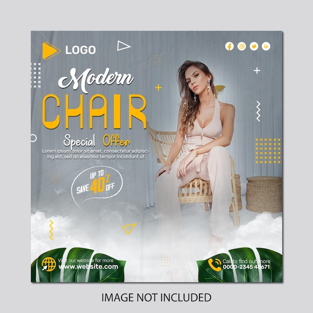 Modern chair furniture instagram and facebook post template