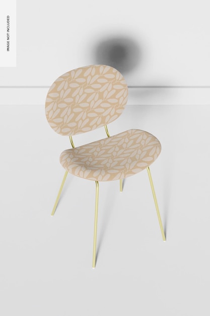 PSD modern chair with metallic legs mockup, high angle view