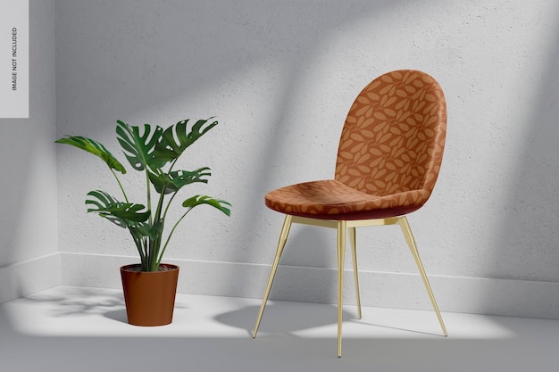 Modern Chair with Steel Legs Mockup, Right View