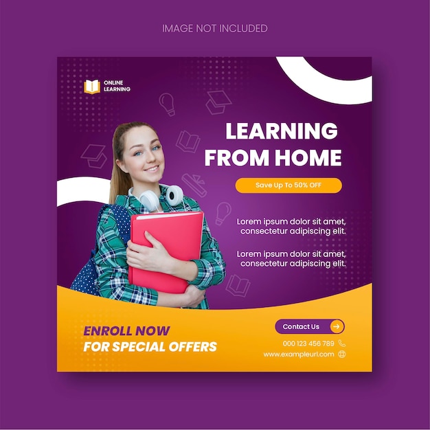 Modern and cheerful online course instagram post template 2