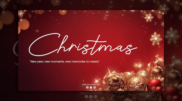 PSD modern christmas background with gold decoration
