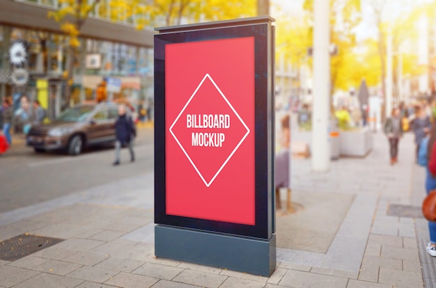 Modern city street vertical billboard mockup.