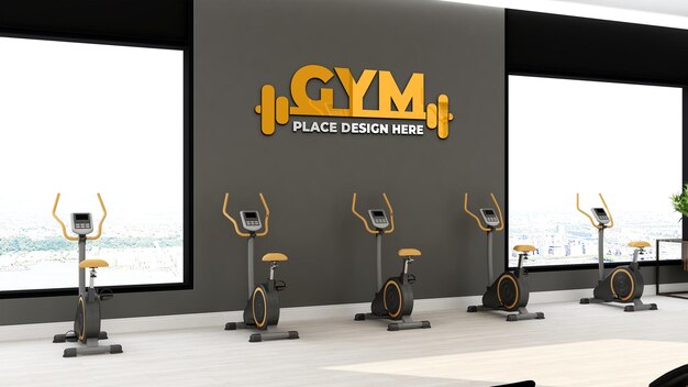 Modern clean gym room for wall logo mockup