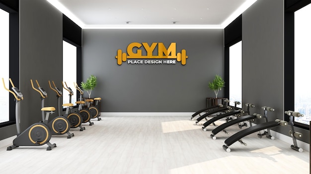 modern clean gym room for wall logo mockup