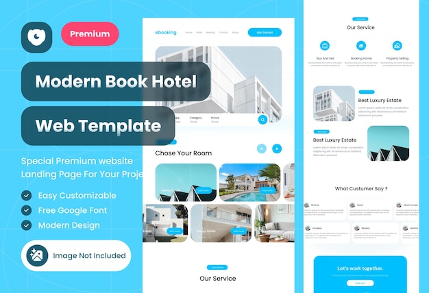 PSD modern and clean hotel landing page template design website