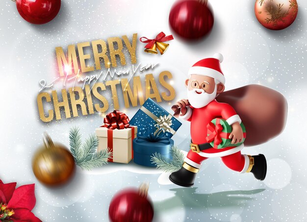 PSD modern clean merry christmas white background