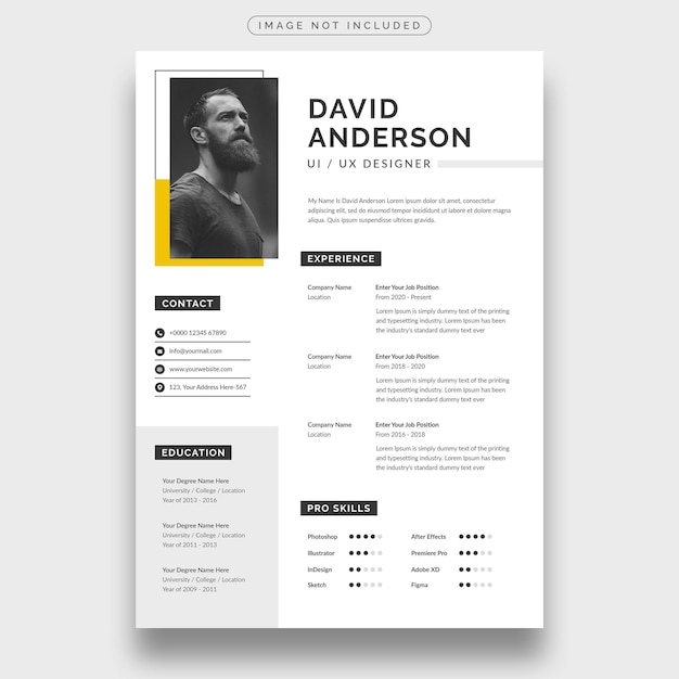 PSD modern and clean resume or cv template