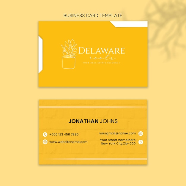 Современные и чистые желтые шаблоны дизайна визитных карточек