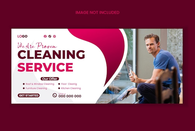 PSD modern cleaning service web banner and facebook cover design