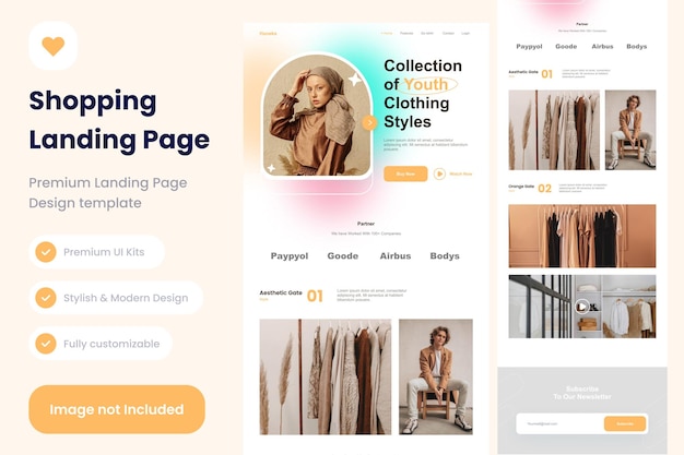 Modern clothing landing page template design website