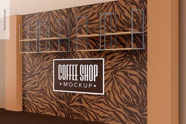 Mockup di caffetteria moderna con rack