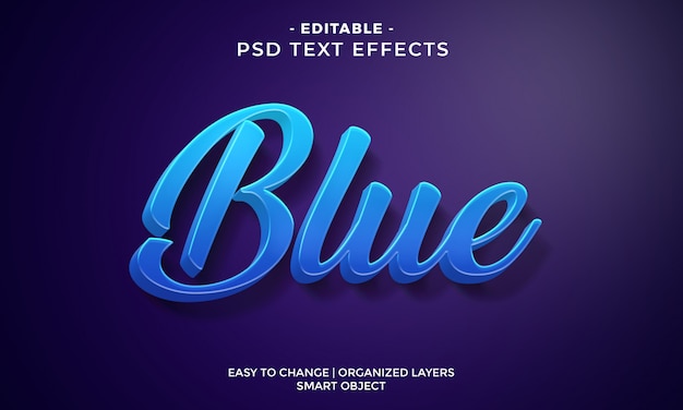 PSD modern colorful cool blue text effect