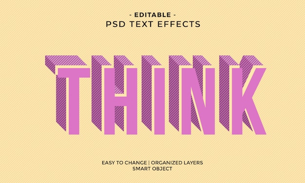 PSD modern colorful cool think text effect