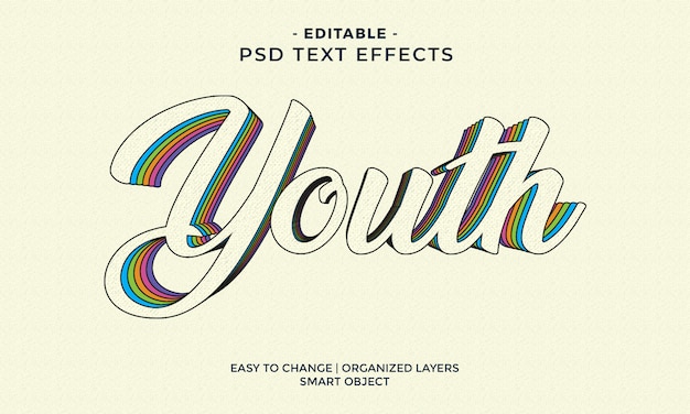 PSD modern colorful youth text effect