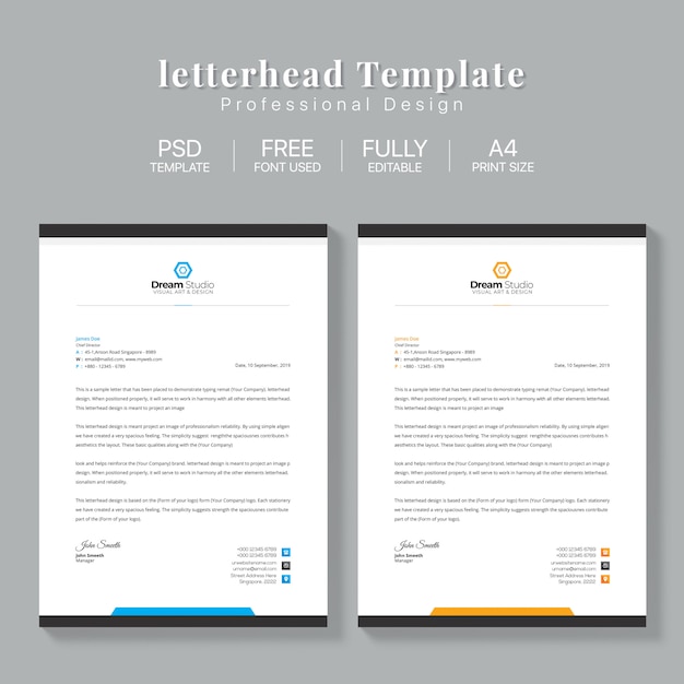 PSD modern company letterhead set