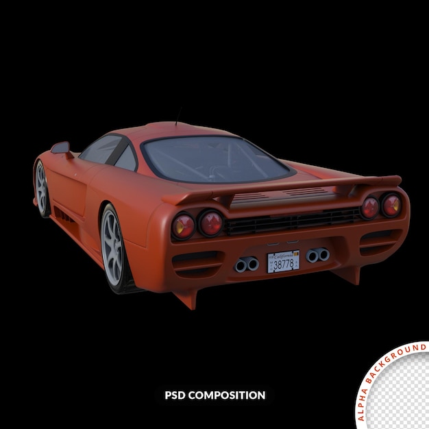 Rendering 3d di supercar di concetto moderno isolato psd premium