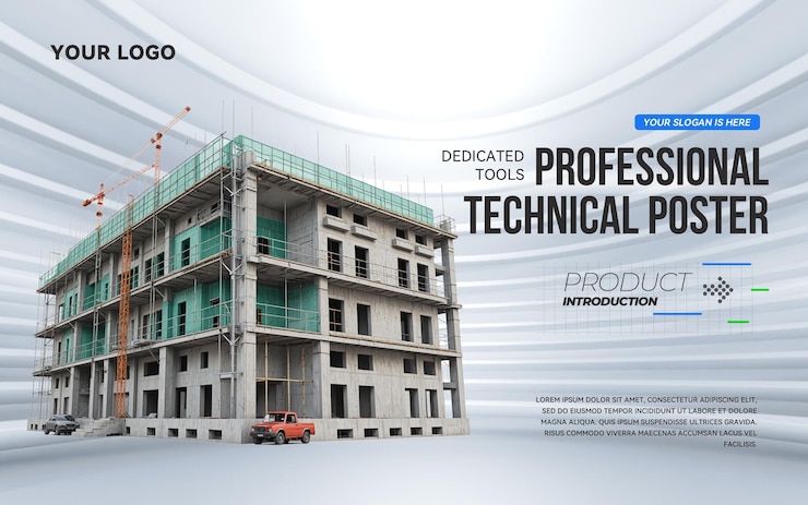 PSD 現代の建設現場のプロフェッショナルポスターテンプレート (psd)