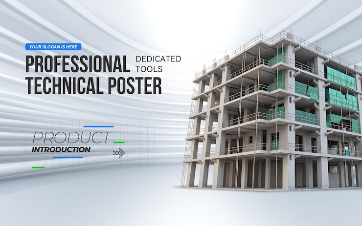 PSD 現代の建設現場のプロフェッショナルポスターテンプレート (psd)