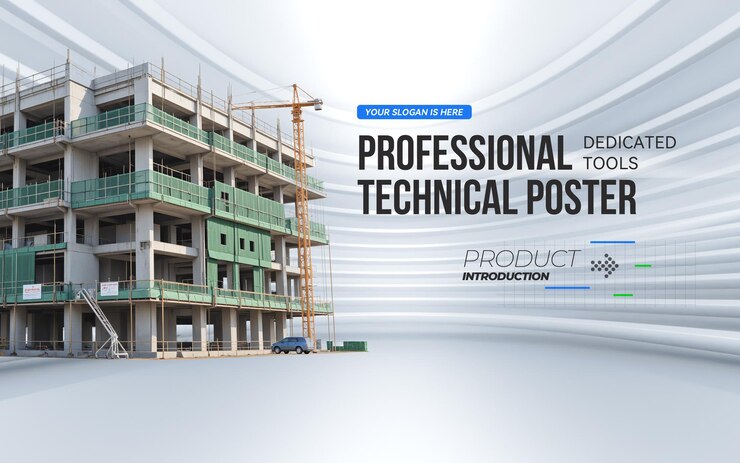PSD 現代の建設現場のプロフェッショナルポスターテンプレート (psd)