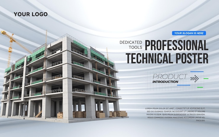 PSD 現代の建設現場のプロフェッショナルポスターテンプレート (psd)