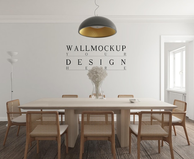 modern contemporary dinning room with wall mockup