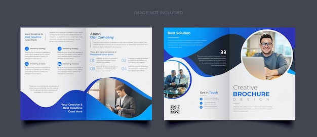 PSD modern corporate business bi fold brochure design template