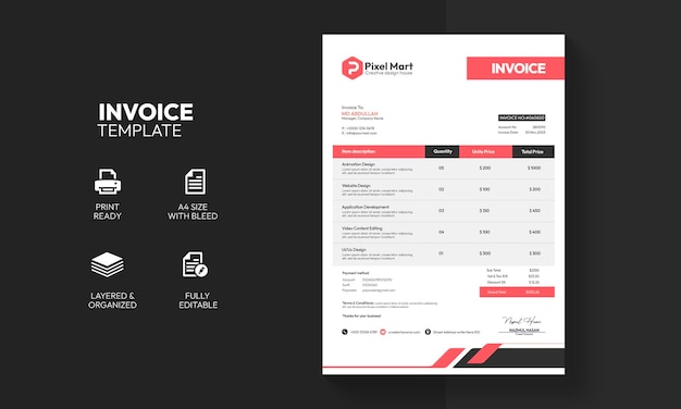 Modern corporate business invoice template design