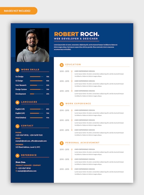 Modern corporate dark blue curriculum vitae resume template