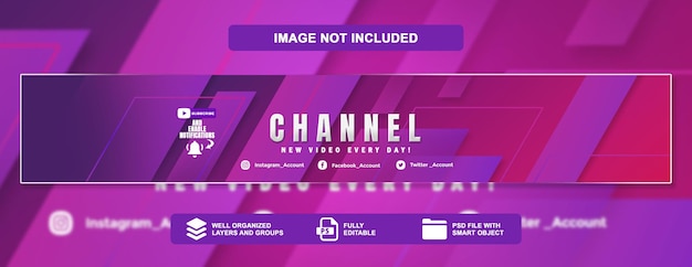 PSD youtube チャンネル テンプレートのモダンな表紙