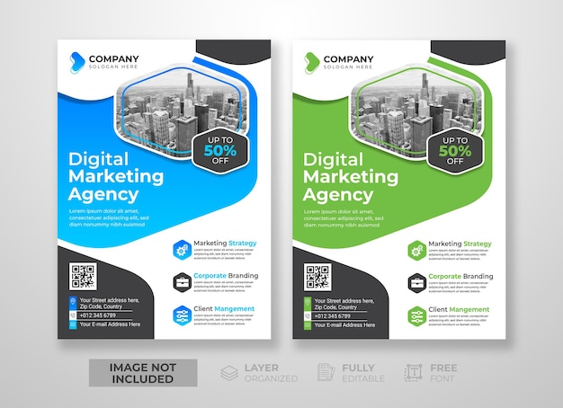 Modern and creative corporate business digital marketing agency multipurpose concept flyer template