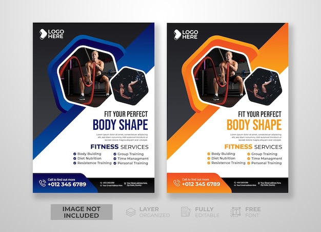 PSD modern and creative fitness gym flyer template