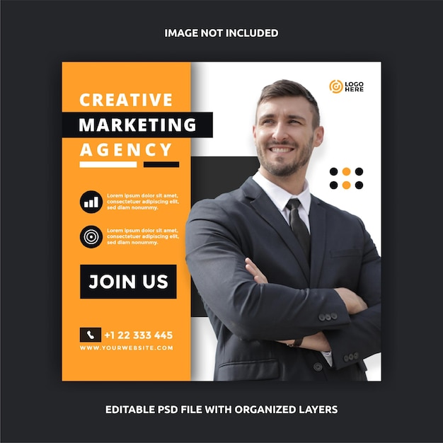 Modern creative marketing agency square post social media banner