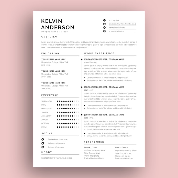 PSD modern and creative resume template design