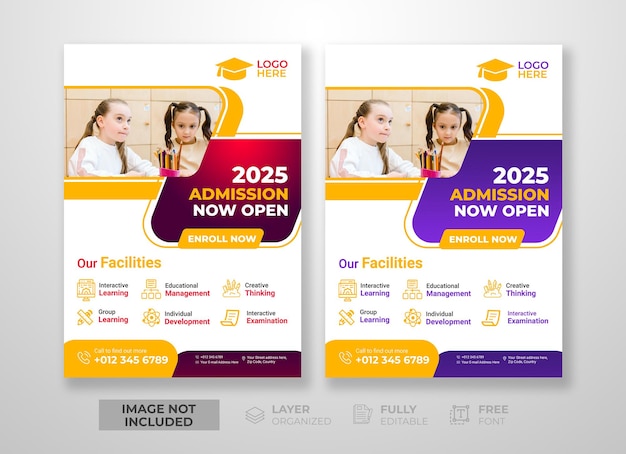 Modern and creative school admission flyer template