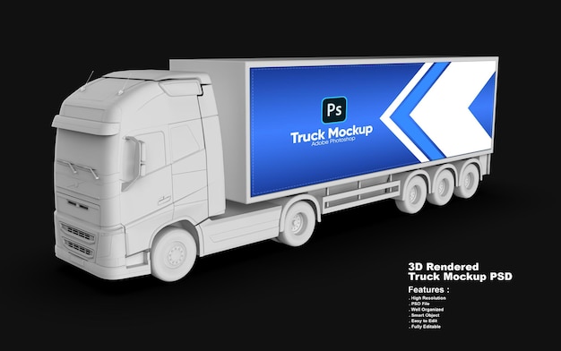 PSD 3d-мокап современного грузовика доставки