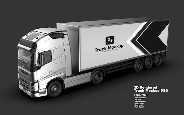 PSD mockup 3d per camion di consegna moderno