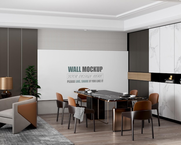 Modern design dining room Wall mockup