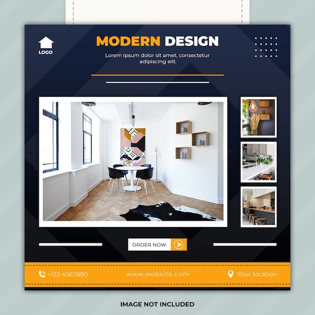 Modern design furniture social media post template banner