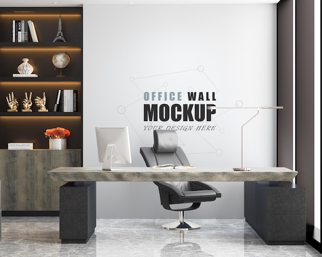 Mockup di parete dell'ufficio di gestione del design moderno