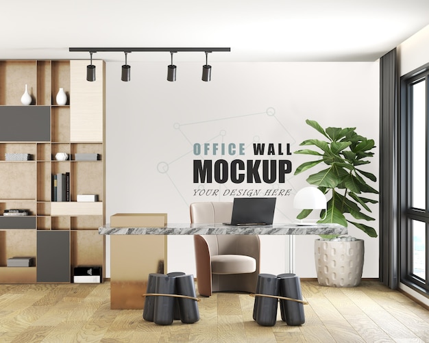 Mockup di parete dello spazio ufficio di manager di design moderno