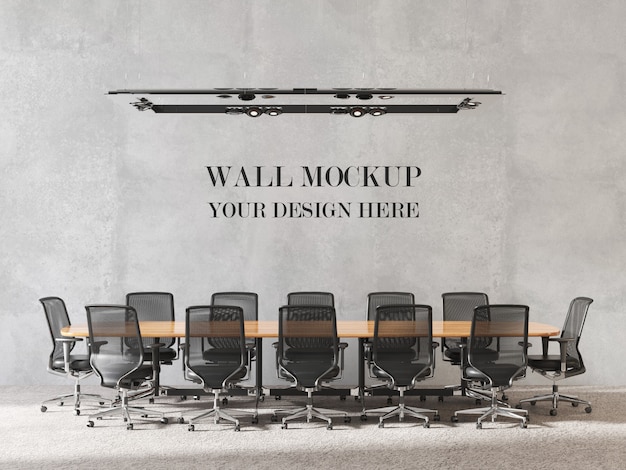 家具付きのモダンなデザインの会議室の壁のモックアップ