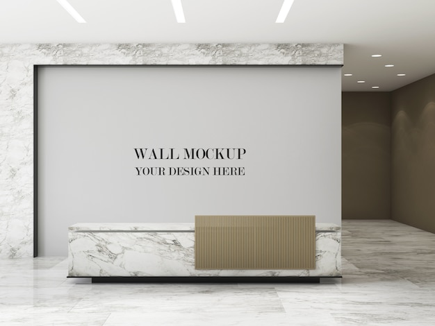 PSD modern design office front desk wall mockup