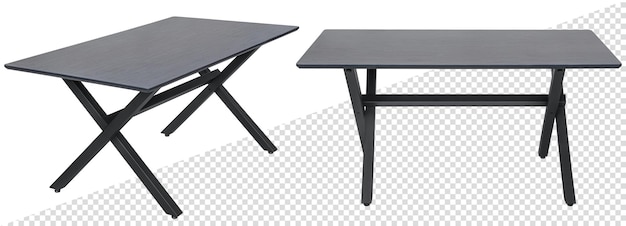 PSD modern designer table with metal legs. isolated from the background. view from different sides
