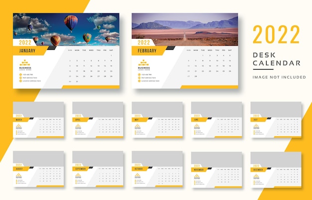 modern desk calendar 2022 print ready template