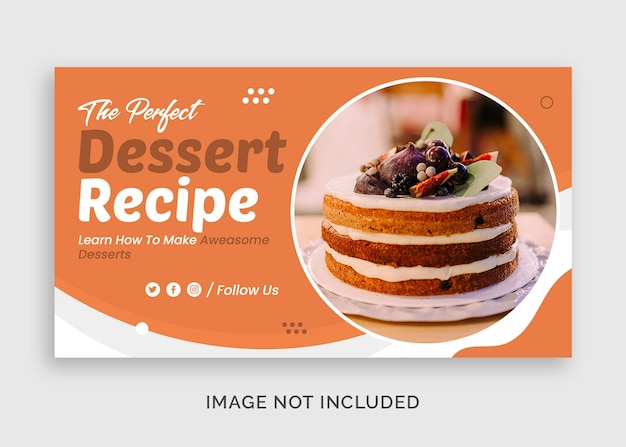 PSD modern dessert recipe youtube thumbnail or web banner template