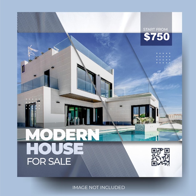 PSD posta moderna dell'insegna del manifesto di instagram di vendita della proprietà della casa diagonale