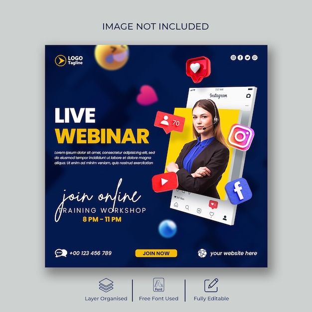 PSD modern digital marketing live streaming and business social media post template