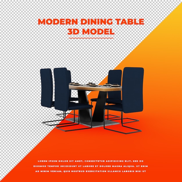 PSD modern dining table 3d isolated model