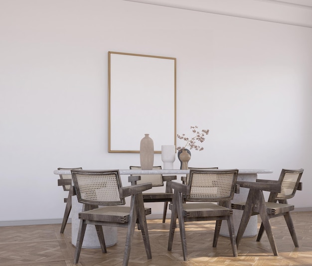 modern dinning room with poster mockup